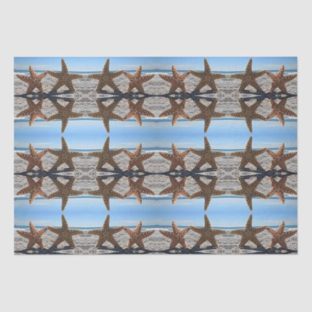 Starfish en el papel de los tejidos de la playa (Anverso)