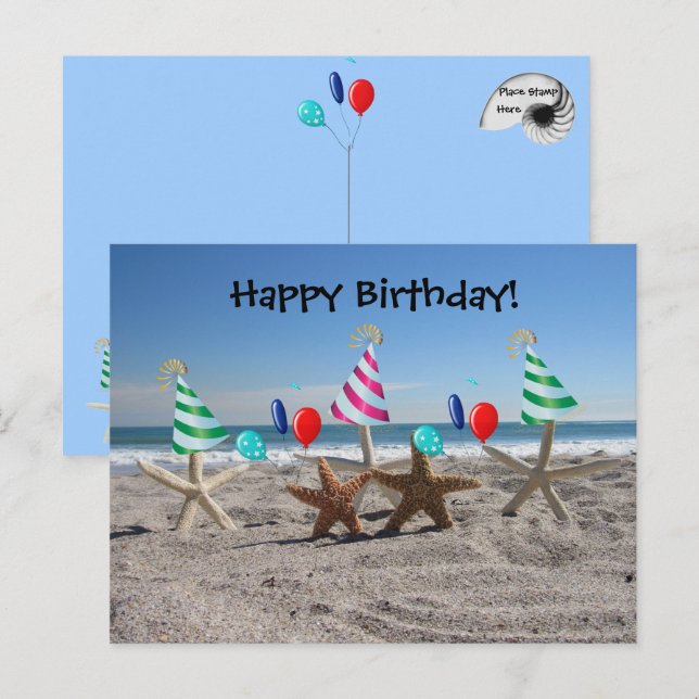 Starfish en la postal de la playa (Anverso / Reverso)