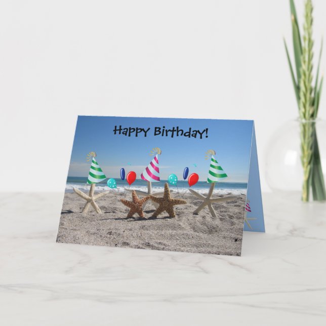 Starfish en la tarjeta de cumpleaños de la playa (Anverso)