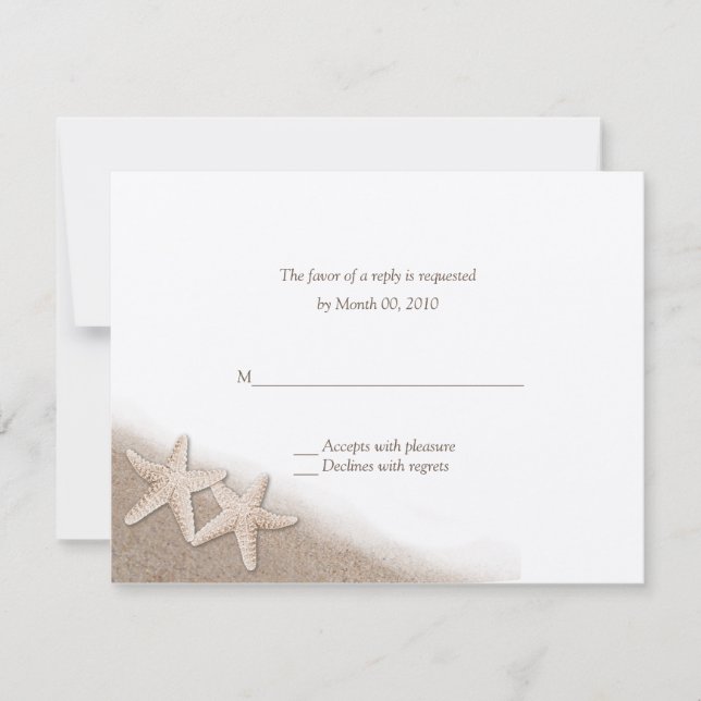 Starfish en las tarjetas RSVP Wedding (Anverso)