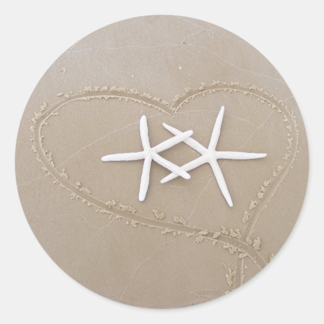 Starfish in Heart Pegatina (Anverso)