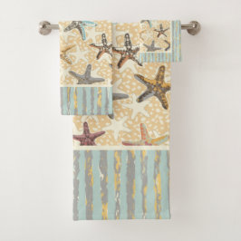 Starfish in the Sand with Seaweed Stripes