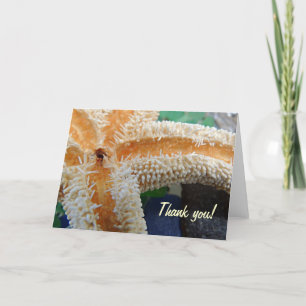 Starfish on Beach Glass Tarjeta de agradecimiento