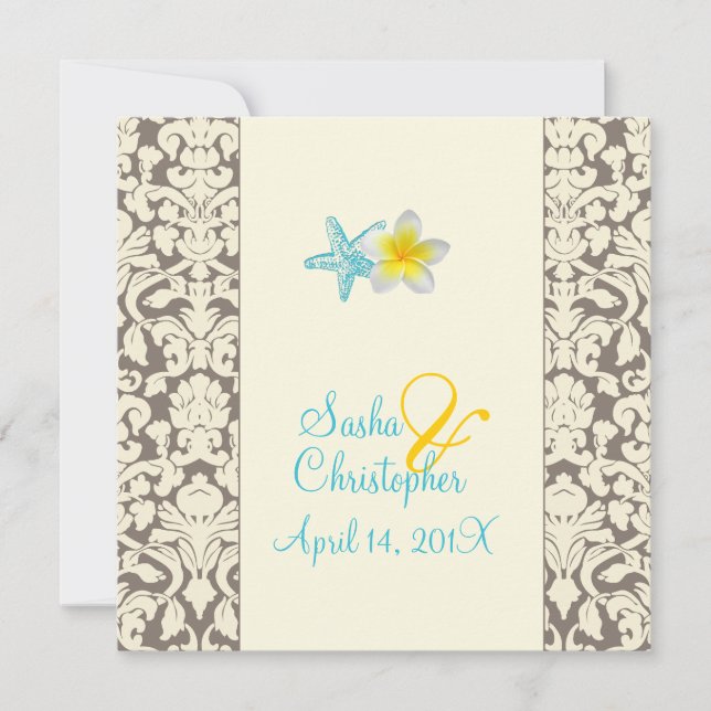 Starfish, plumeria + damascos Invitaciones a la bo (Anverso)