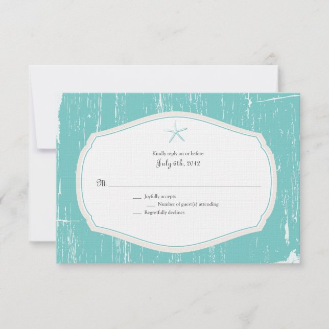 Starfish Rustic Beach Wedding RSVP (Anverso)