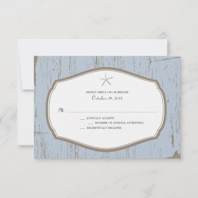 Starfish Rustic Beach Wedding RSVP (Anverso)