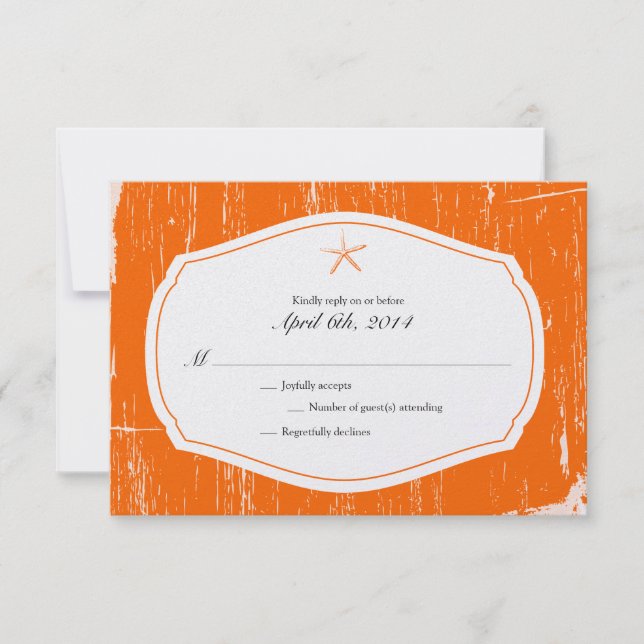 Starfish Rustic Beach Wedding RSVP (Anverso)