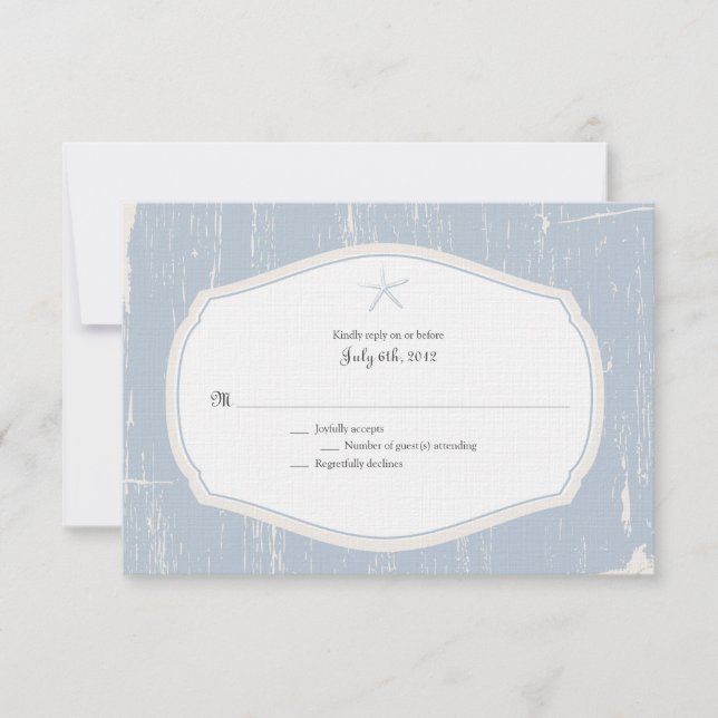 Starfish Rustic Beach Wedding RSVP (Anverso)