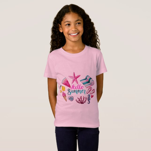 Starfish & Seashell Hola Verano Camiseta para Chic (Anverso completo)