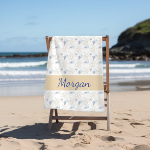 Starfish Shell White Blue Toalla de playa personal