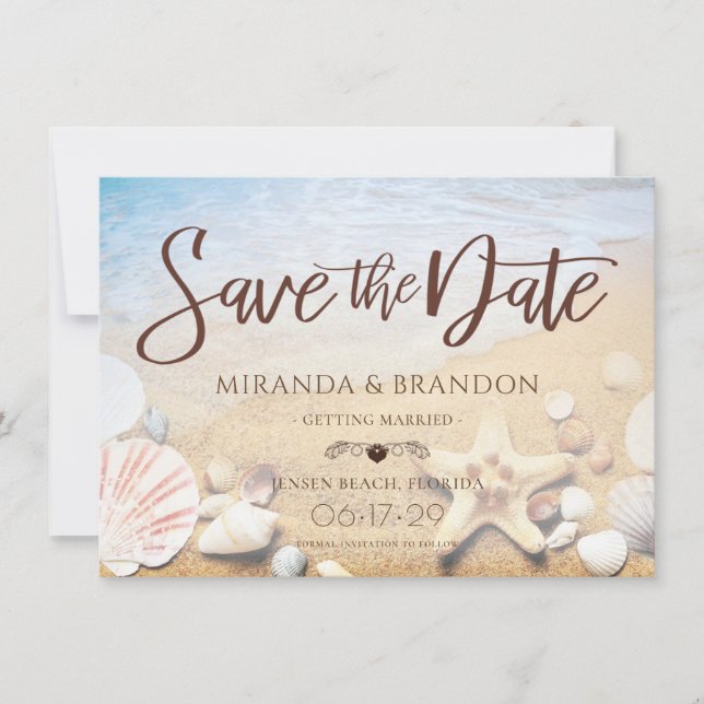 Starfish Tropical Beach Wedding Guardar la tarjeta (Anverso)