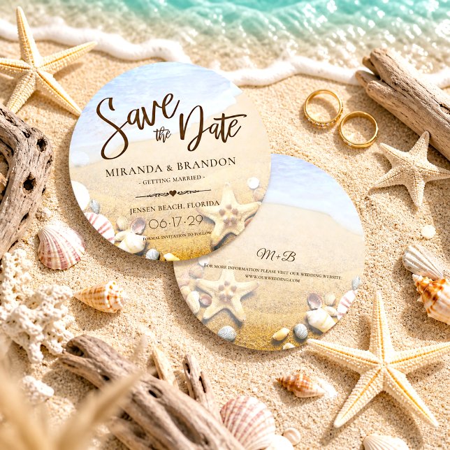 Starfish Tropical Beach Wedding Guardar la tarjeta (Subido por el creador)