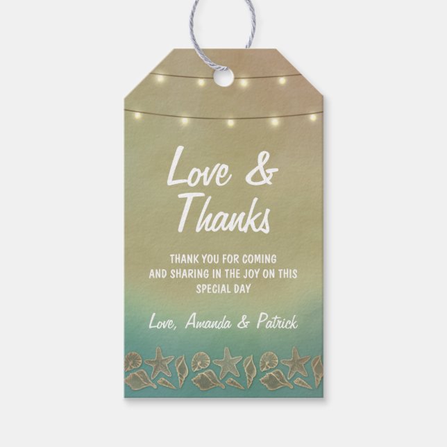 Starfish Tropical + Seashell Boda Gracias Etiqueta (Anverso)