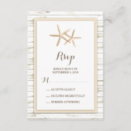 Starfish Whitewashed Wood Beach Wedding RSVP