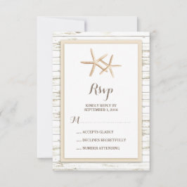 Starfish Whitewashed Wood Beach Wedding RSVP