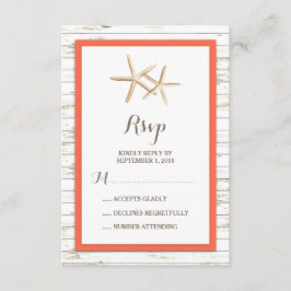 Starfish Whitewashed Wood Beach Wedding RSVP