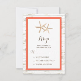 Starfish Whitewashed Wood Beach Wedding RSVP