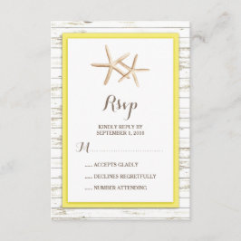 Starfish Whitewashed Wood Beach Wedding RSVP