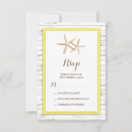 Starfish Whitewashed Wood Beach Wedding RSVP