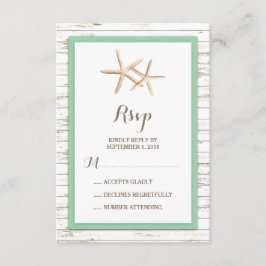 Starfish Whitewashed Wood Beach Wedding RSVP