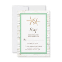 Starfish Whitewashed Wood Beach Wedding RSVP