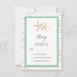 Starfish Whitewashed Wood Beach Wedding RSVP