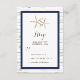 Starfish Whitewashed Wood Beach Wedding RSVP