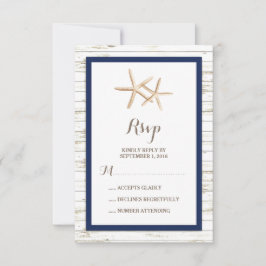 Starfish Whitewashed Wood Beach Wedding RSVP