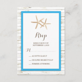 Starfish Whitewashed Wood Beach Wedding RSVP
