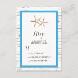 Starfish Whitewashed Wood Beach Wedding RSVP