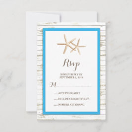 Starfish Whitewashed Wood Beach Wedding RSVP