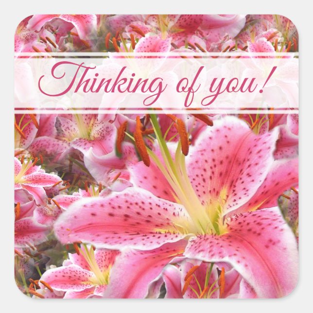 "Stargazer" Lilies Square Pegatina (Anverso)