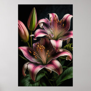 Stargazer rosa Lilies Poster de impresión de arte