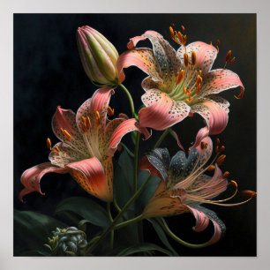 Stargazer rosa Lilies Poster de impresión de arte 
