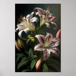 Stargazer rosa Lilies Poster de impresión de arte 