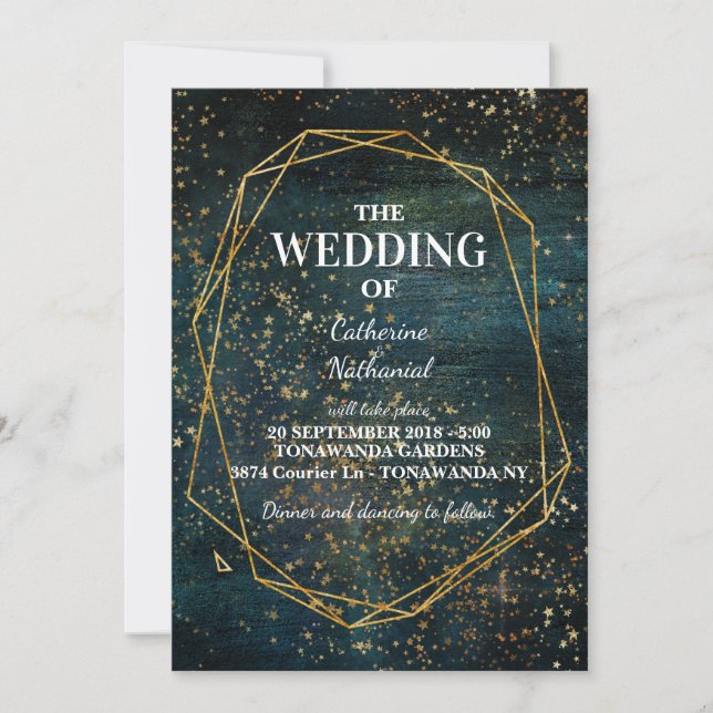 Starry Galaxy Space Stars Dream Wedding Invitación (Anverso)
