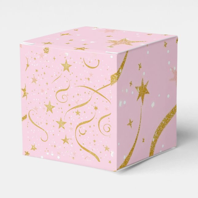 Starry Gift - Caja de cubo con estrella rosada y d (Costado Anverso)