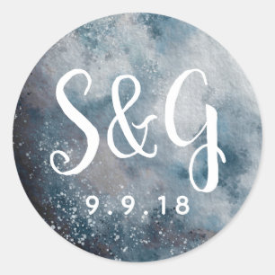 Starry Moonlit Night Monogram Pegatina