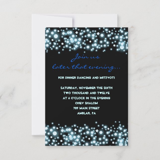 STARRY NIGHT Bar Bat Mitzvah Fiesta Tarjeta de rec (Anverso)