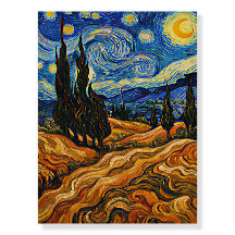 Starry Night Cypress Trees Oil Painting Art