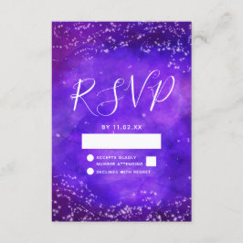 Starry Night Galaxy Purple Watercolor Wedding RSVP