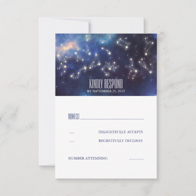 Starry Night Rótulos Wedding RSVP (Anverso)