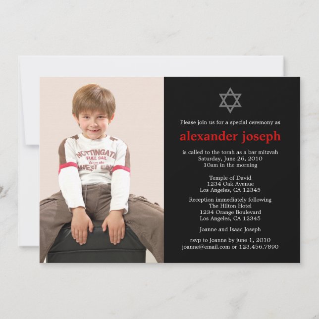 Starry Photo Bar Mitzvah Invitación (Anverso)