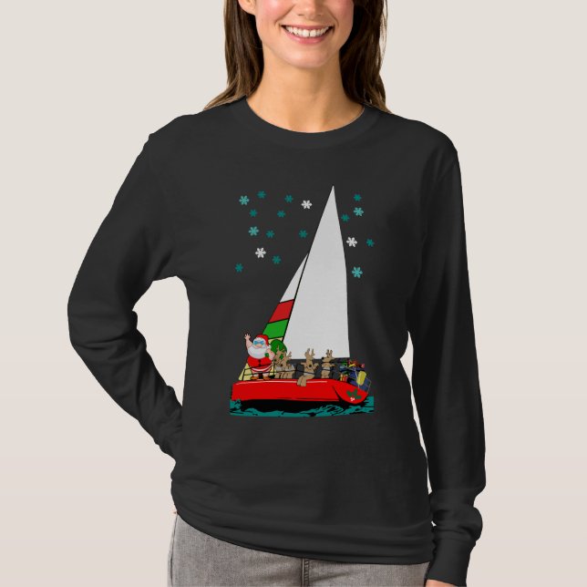 Starry Santa Vela a los Navidades camisetas negras (Anverso)