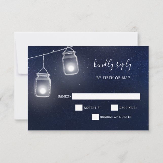 Starry sky mason jars invitaciones a la boda rsvp (Anverso)