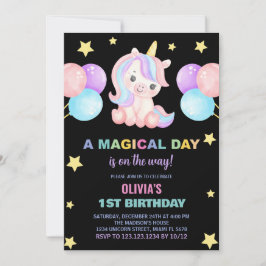 Stars Ballons Unicorn Invitaciones para el cumplea