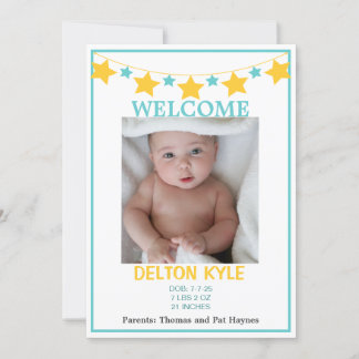 Stars Boys Photo Baby Invitación