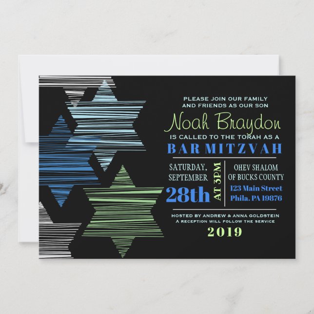 STARS CONNECTING Bar Bat Mitzvah Invitación (Anverso)