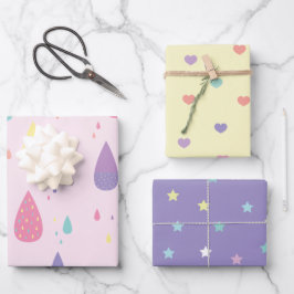 Stars Hearts Rainbow Pastels Envolviendo Hojas de