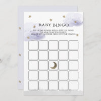 Stars Lavender Clouds Tarjeta de juego de bingo Ba